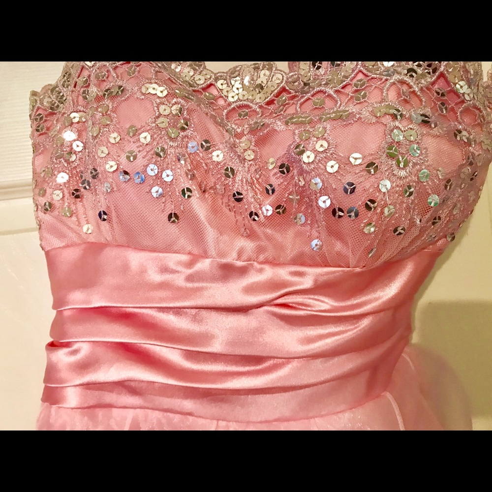 Pink sequin Princess PROM DRESS - Picture 3 of 8